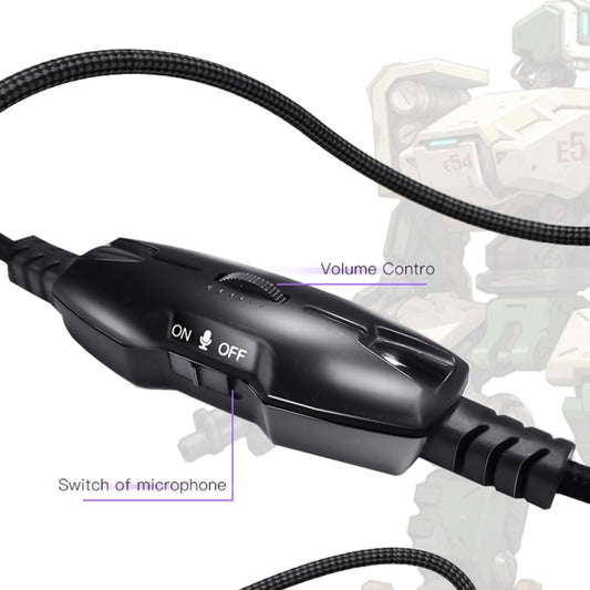 Yesido EK01 Head-mounted RGB Gaming Wired Earphone with Microphone(Black) by Yesido