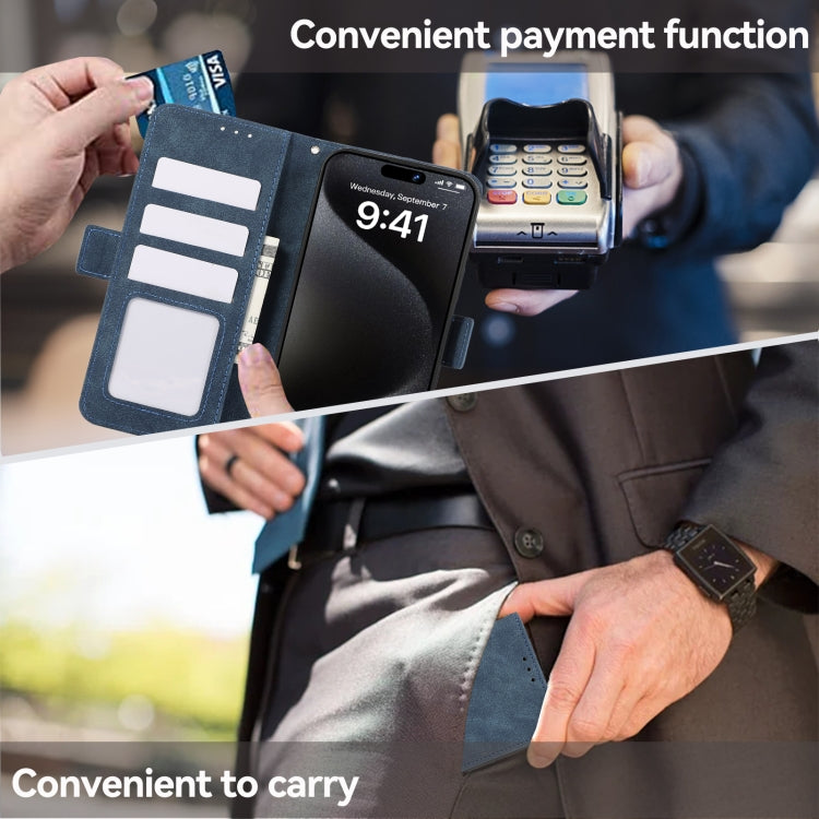 For Samsung Galaxy S25 Ultra 5G ABEEL Frosted Magnetic RFID Leather Phone Case(Blue) by buy2fix