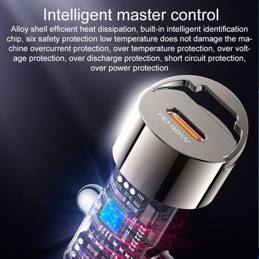 Yesido Y67 PD45W Single USB-C / Type-C Zinc Alloy Mini Car Charger(Metal Grey) by Yesido