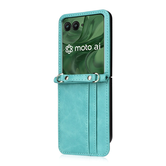 For Motorola Razr 50 Ultra Crossbody Card Bag PU Folding Phone Case(Green) by buy2fix