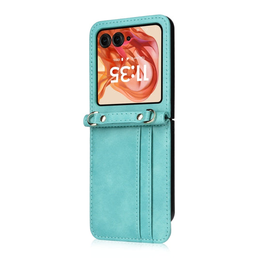 For Motorola Razr 50 Crossbody Card Bag PU Folding Phone Case(Green) by buy2fix