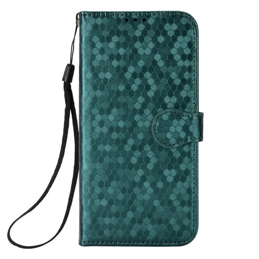 For iPhone 16 Honeycomb Dot Texture Leather Phone Case(Green) by buy2fix