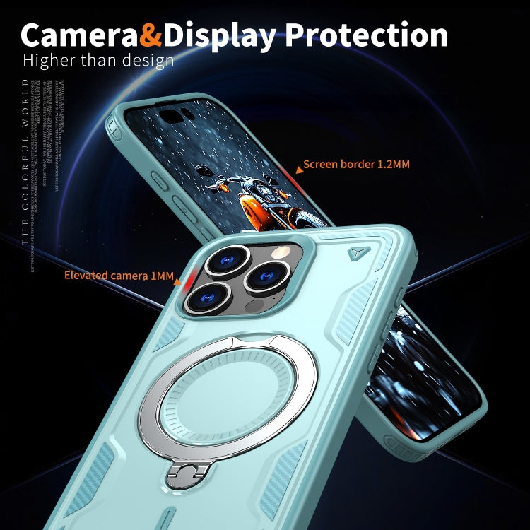 For iPhone 15 Pro PC Hybrid TPU Armor MagSafe Ring Holder Phone Case(Light Blue) - iPhone 15 Pro Cases by buy2fix | Online Shopping UK | buy2fix
