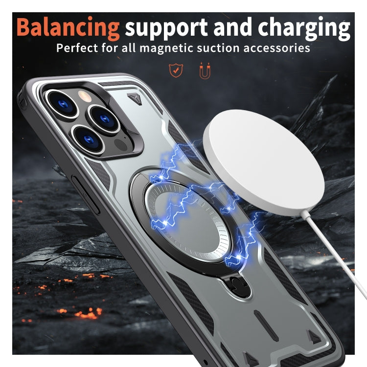 For iPhone 15 Pro PC Hybrid TPU Armor MagSafe Ring Holder Phone Case(Grey) - iPhone 15 Pro Cases by buy2fix | Online Shopping UK | buy2fix