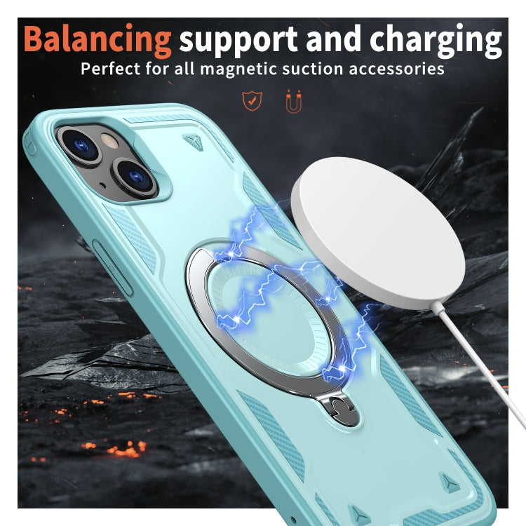 For iPhone 15 PC Hybrid TPU Armor MagSafe Ring Holder Phone Case(Light Blue) - iPhone 15 Cases by buy2fix | Online Shopping UK | buy2fix
