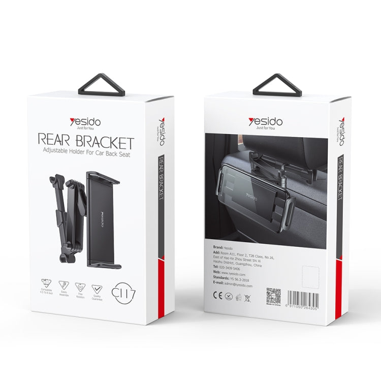 Yesido C117 Car Headrest Backseat Phone & Tablet Holder(Black) by Yesido