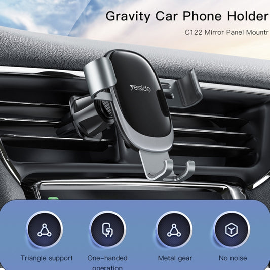 Yesido C122 Car Air Outlet Gravity Clamp Arm Mobile Phone Holder(Black) by Yesido