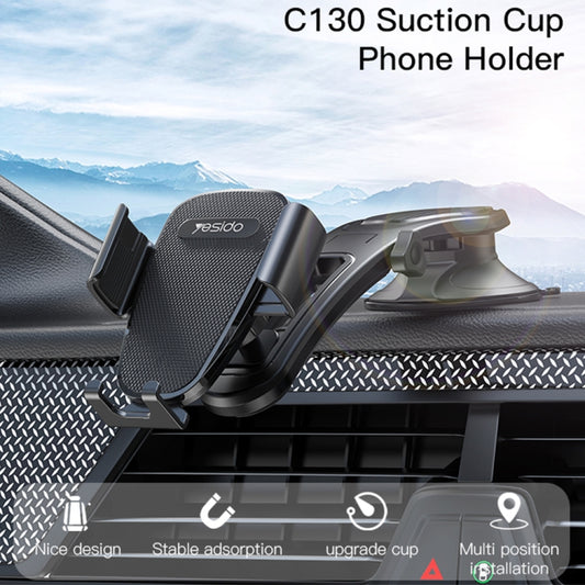 Yesido C130 Car Dashboard Suction Cup Type Mobile Phone Holder(Black) by Yesido