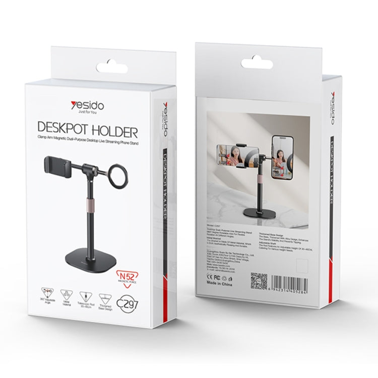 Yesido C297 Dual-use Live Broadcast Desktop Stand Metal Spring Clip / Magnetic Ring(Black) - Desktop Holder by Yesido | Online Shopping UK | buy2fix