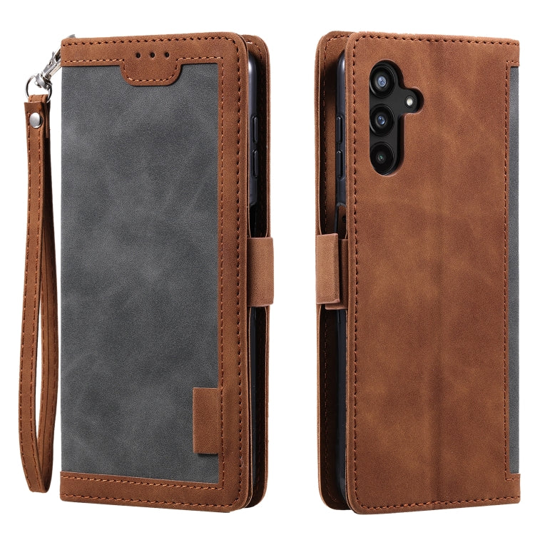 For Samsung Galaxy S25+ 5G Retro Splicing Horizontal Flip Leather Phone Case(Grey) - Galaxy S25+ 5G Cases by buy2fix | Online Shopping UK | buy2fix
