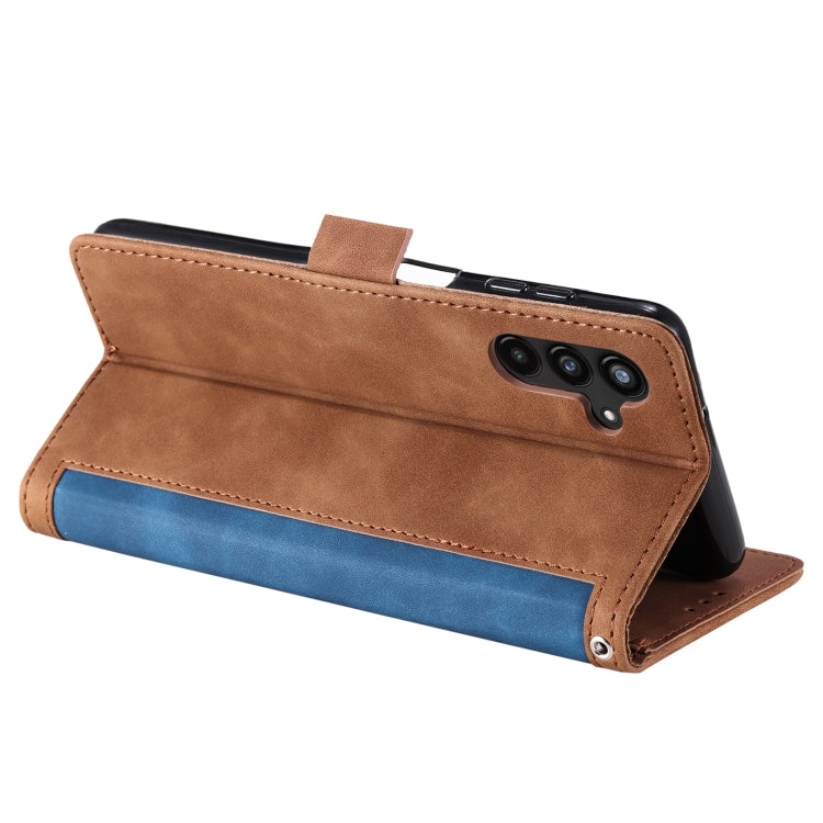 For Samsung Galaxy S25+ 5G Retro Splicing Horizontal Flip Leather Phone Case(Blue) - Galaxy S25+ 5G Cases by buy2fix | Online Shopping UK | buy2fix