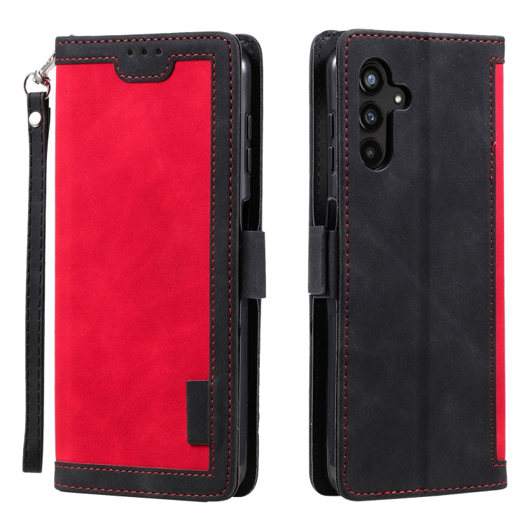 For Samsung Galaxy S25+ 5G Retro Splicing Horizontal Flip Leather Phone Case(Red) - Galaxy S25+ 5G Cases by buy2fix | Online Shopping UK | buy2fix