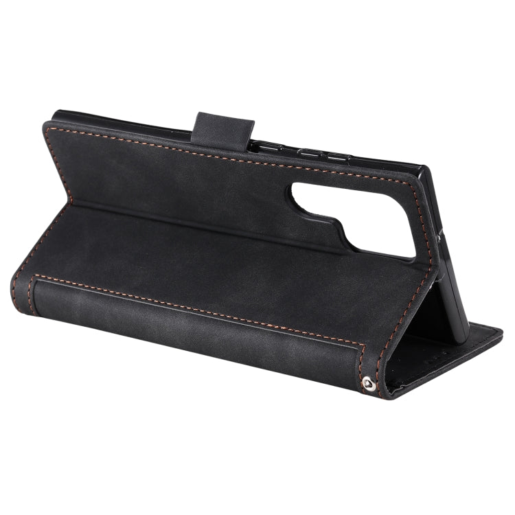 For Samsung Galaxy S25 Ultra 5G Retro Splicing Horizontal Flip Leather Phone Case(Black) by buy2fix