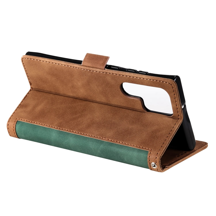 For Samsung Galaxy S25 Ultra 5G Retro Splicing Horizontal Flip Leather Phone Case(Green) by buy2fix