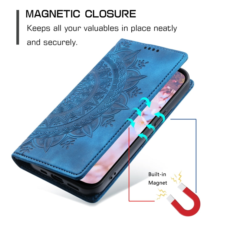 For Samsung Galaxy S25 5G Totem Embossed Magnetic Leather Phone Case(Blue) by buy2fix