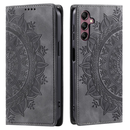 For Samsung Galaxy S25 5G Totem Embossed Magnetic Leather Phone Case(Grey) by buy2fix