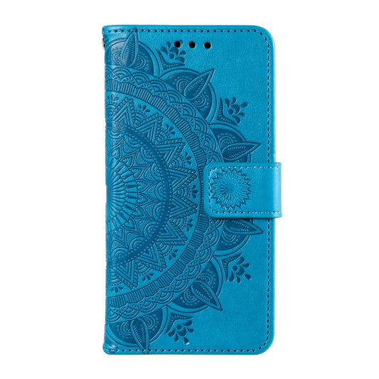 For Samsung Galaxy S25 5G Totem Flower Embossed Leather Phone Case with Lanyard(Blue) by buy2fix