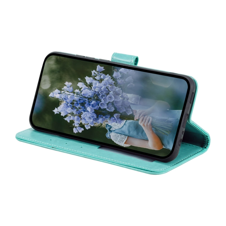 For Samsung Galaxy S25+ 5G Totem Flower Embossed Leather Phone Case with Lanyard(Green) by buy2fix