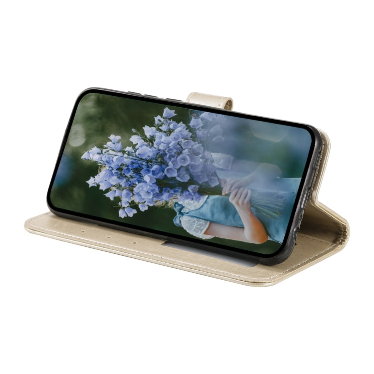 For Samsung Galaxy S25+ 5G Totem Flower Embossed Leather Phone Case with Lanyard(Gold) - Galaxy S25+ 5G Cases by buy2fix | Online Shopping UK | buy2fix