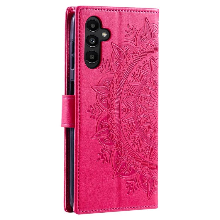 For Samsung Galaxy S25+ 5G Totem Flower Embossed Leather Phone Case with Lanyard(Red) - Galaxy S25+ 5G Cases by buy2fix | Online Shopping UK | buy2fix