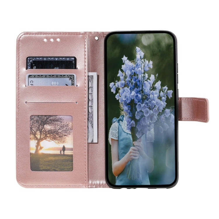 For Samsung Galaxy S25+ 5G Totem Flower Embossed Leather Phone Case with Lanyard(Rose Gold) - Galaxy S25+ 5G Cases by buy2fix | Online Shopping UK | buy2fix