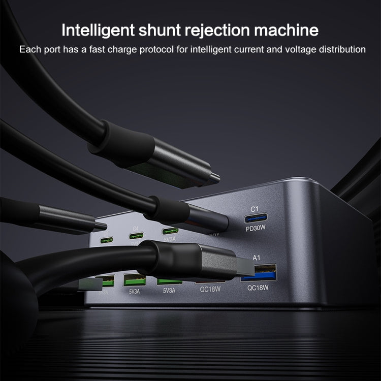 HW33 100W Type-C + USB 10-Port Desktop Fast Charger, Plug Type:UK Plug - Multifunction Charger by buy2fix | Online Shopping UK | buy2fix