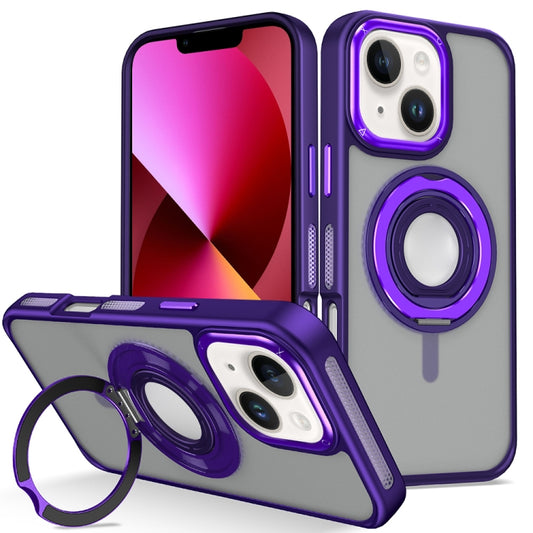 For iPhone 13 Skin Feel Matte 360 Degree Rotating Silicone Ring Holder Phone Case(Purple) - iPhone 13 Cases by buy2fix | Online Shopping UK | buy2fix
