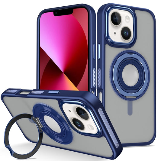 For iPhone 13 Skin Feel Matte 360 Degree Rotating Silicone Ring Holder Phone Case(Royal Blue) - iPhone 13 Cases by buy2fix | Online Shopping UK | buy2fix