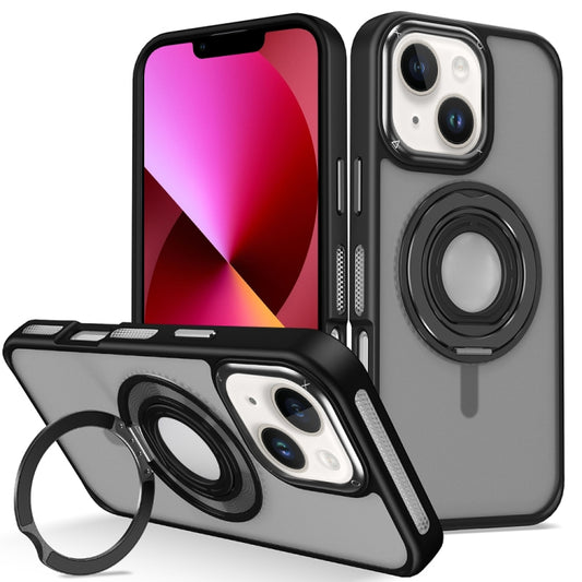 For iPhone 13 Skin Feel Matte 360 Degree Rotating Silicone Ring Holder Phone Case(Black) - iPhone 13 Cases by buy2fix | Online Shopping UK | buy2fix