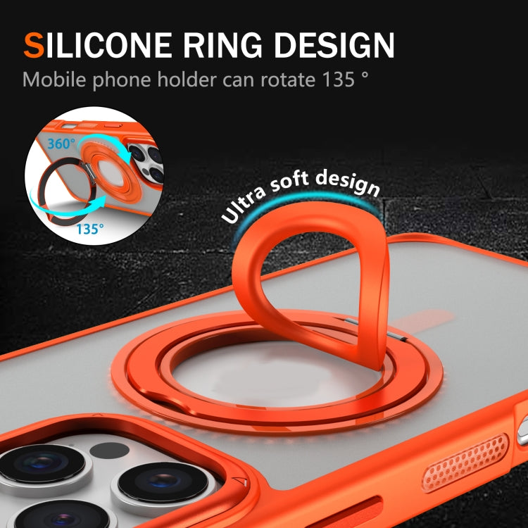 For iPhone 15 Pro Max Skin Feel Matte 360 Degree Rotating Silicone Ring Holder Phone Case(Black) - iPhone 15 Pro Max Cases by buy2fix | Online Shopping UK | buy2fix