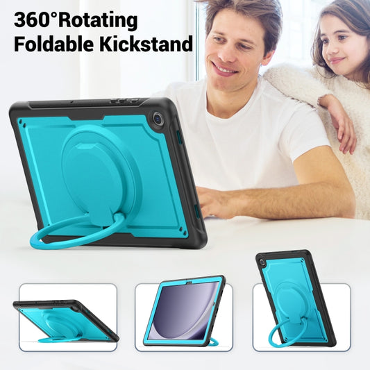 For Samsung Galaxy Tab A9+ Honeycomb Hybrid Tablet Case with Handle Holder & Strap(Light Blue) - Galaxy Tab A9+ by buy2fix | Online Shopping UK | buy2fix