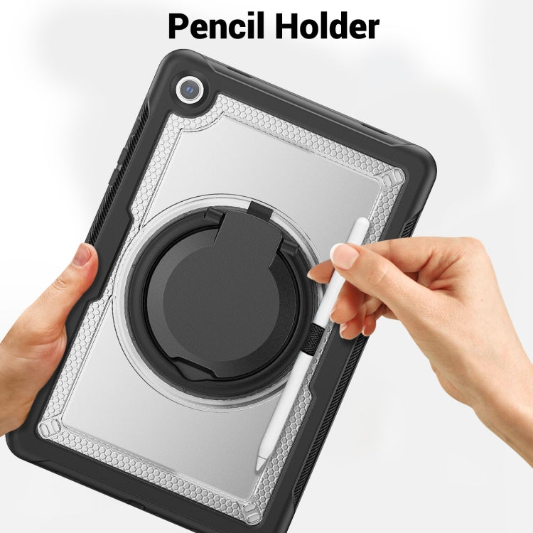 For Samsung Galaxy Tab A9+ Honeycomb Hybrid Tablet Case with Handle Holder & Strap(Transparent) - Galaxy Tab A9+ by buy2fix | Online Shopping UK | buy2fix