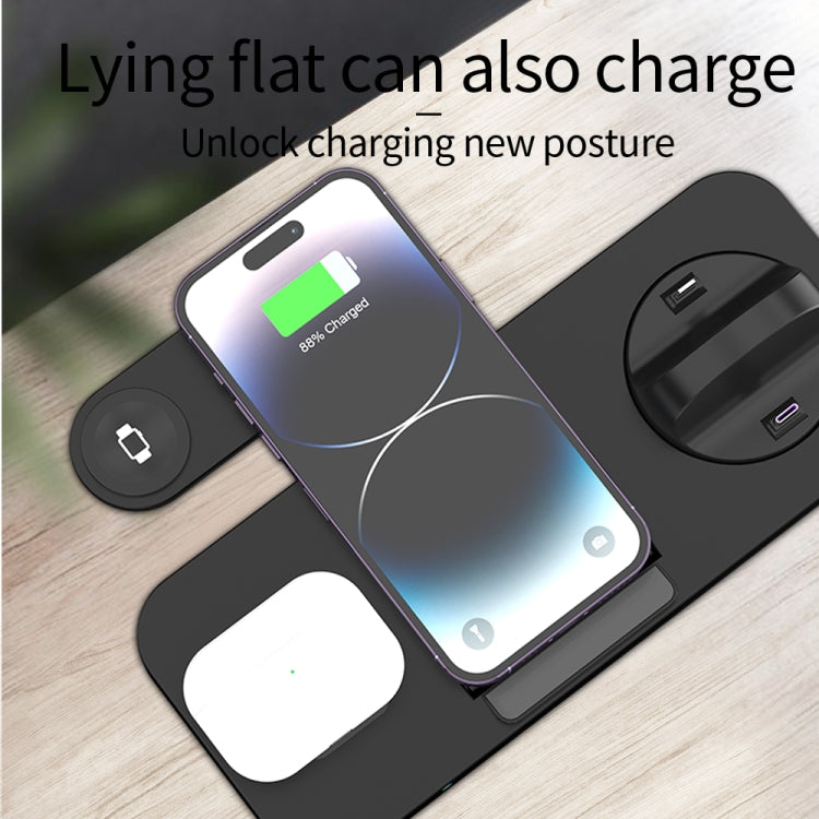 For Huawei Watch B21 6 in 1 Mobile Phone / Earphone Universal Foldable Wireless Charger(Black) - Multifunction Charger by buy2fix | Online Shopping UK | buy2fix