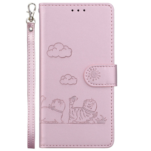 For OnePlus 13 Cute Cats RFID Leather Phone Case(Rose Gold) by buy2fix