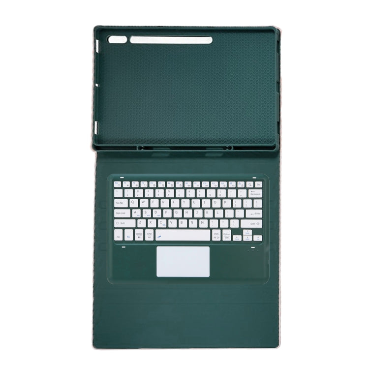 For Samsung Galaxy Tab S10 Ultra A910B-A Touch Pad Detachable Bluetooth Keyboard Leather Tablet Case(Dark Green) by buy2fix