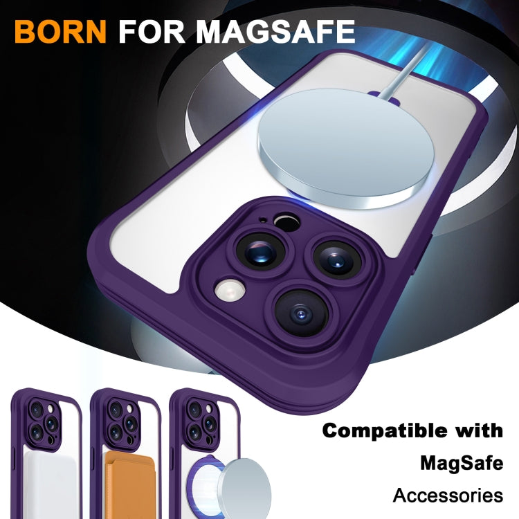 For iPhone 15 Pro Skin Feel MagSafe Holder 360 Full Body Phone Case(Dark Purple) - iPhone 15 Pro Cases by buy2fix | Online Shopping UK | buy2fix