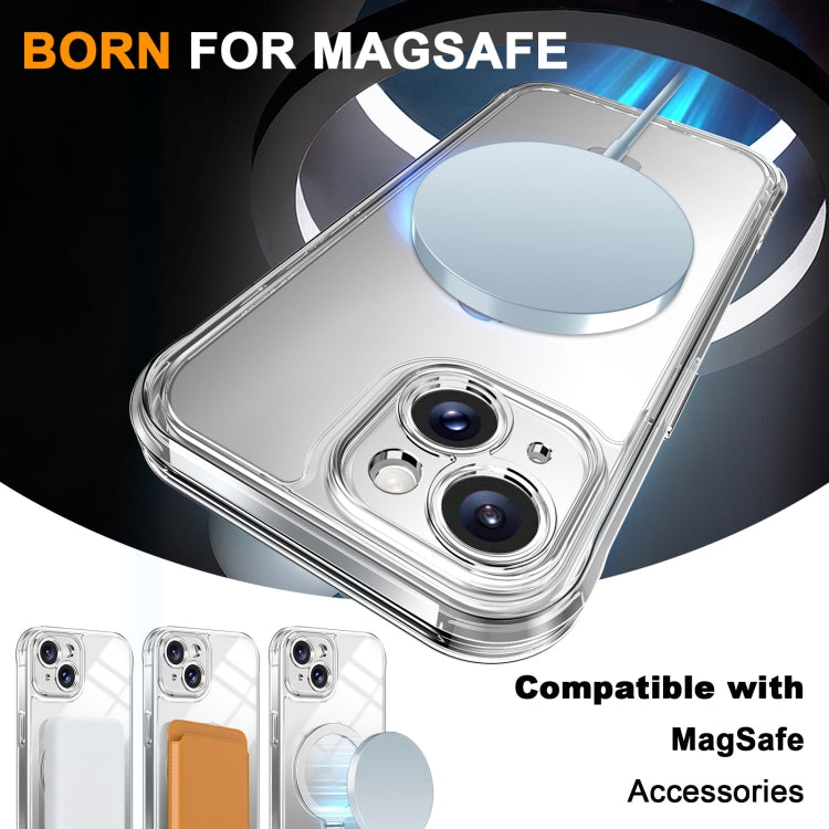 For iPhone 15 Skin Feel MagSafe Holder 360 Full Body Phone Case(Transparent) - iPhone 15 Cases by buy2fix | Online Shopping UK | buy2fix