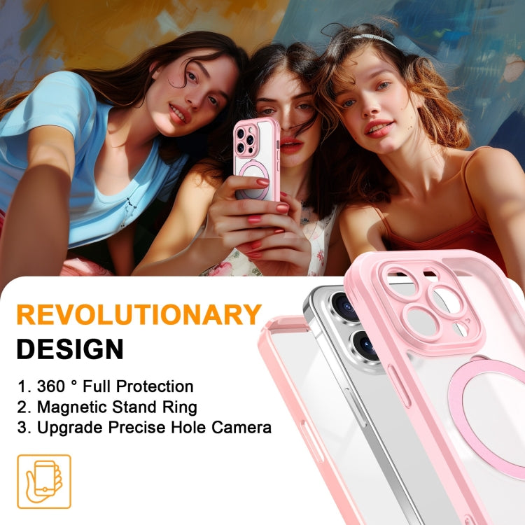For iPhone 13 Pro Max Skin Feel MagSafe Holder 360 Full Body Phone Case(Pink) - iPhone 13 Pro Max Cases by buy2fix | Online Shopping UK | buy2fix