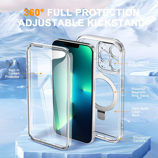 For iPhone 13 Pro Max Skin Feel MagSafe Holder 360 Full Body Phone Case(Transparent) - iPhone 13 Pro Max Cases by buy2fix | Online Shopping UK | buy2fix
