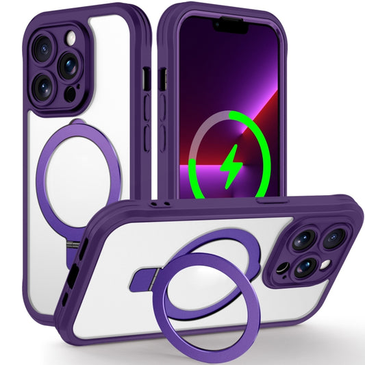 For iPhone 13 Pro Max Skin Feel MagSafe Holder 360 Full Body Phone Case(Dark Purple) - iPhone 13 Pro Max Cases by buy2fix | Online Shopping UK | buy2fix