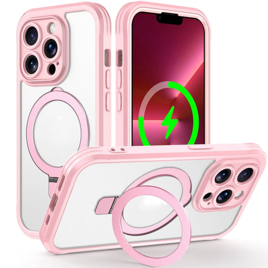 For iPhone 13 Pro Skin Feel MagSafe Holder 360 Full Body Phone Case(Pink) - iPhone 13 Pro Cases by buy2fix | Online Shopping UK | buy2fix