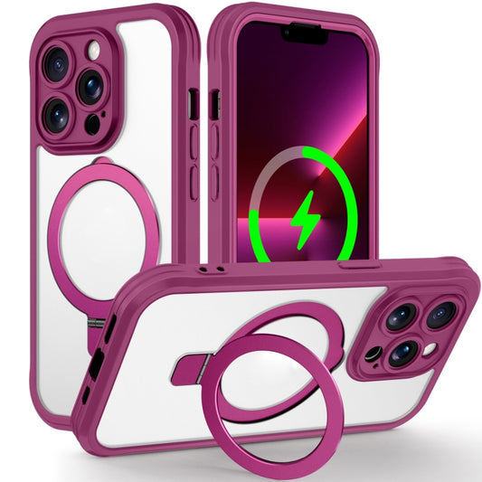 For iPhone 13 Pro Skin Feel MagSafe Holder 360 Full Body Phone Case(Rose Red) - iPhone 13 Pro Cases by buy2fix | Online Shopping UK | buy2fix