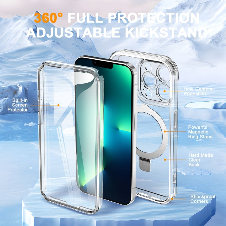 For iPhone 13 Pro Skin Feel MagSafe Holder 360 Full Body Phone Case(Transparent) - iPhone 13 Pro Cases by buy2fix | Online Shopping UK | buy2fix