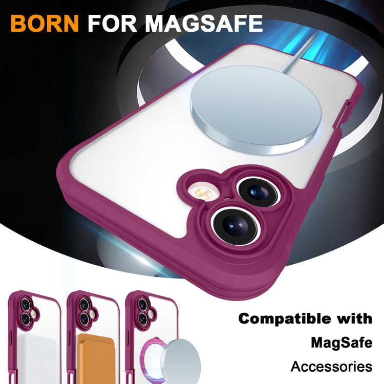 For iPhone 16 Plus Skin Feel MagSafe Holder 360 Full Body Phone Case(Rose Red) - iPhone 16 Plus Cases by buy2fix | Online Shopping UK | buy2fix