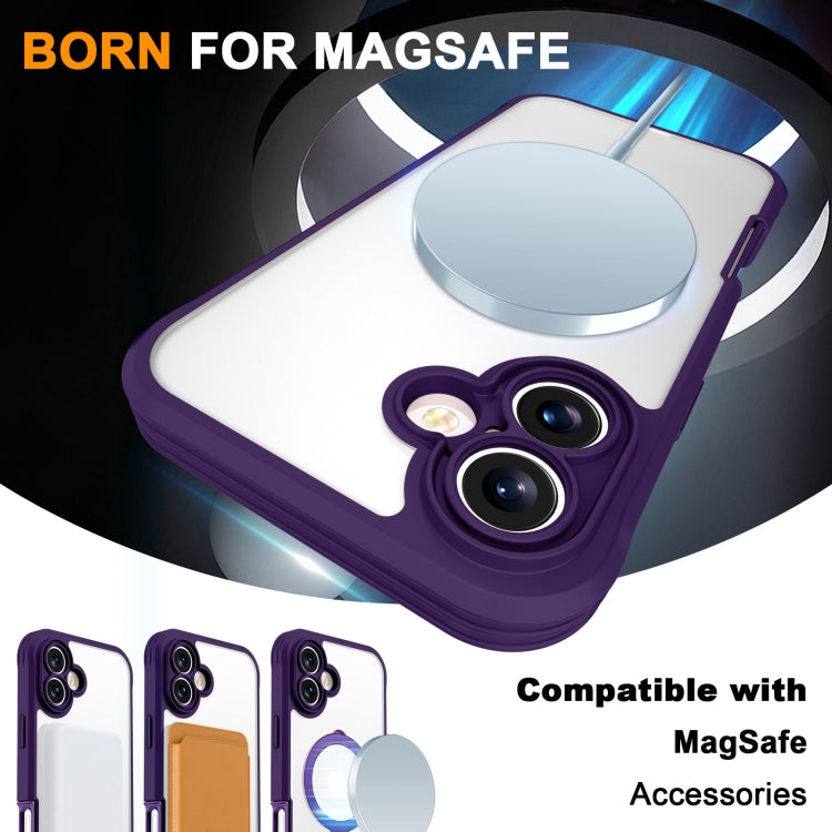 For iPhone 16 Plus Skin Feel MagSafe Holder 360 Full Body Phone Case(Dark Purple) - iPhone 16 Plus Cases by buy2fix | Online Shopping UK | buy2fix