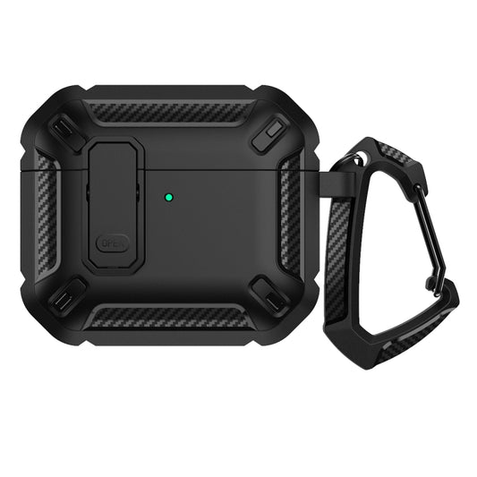 For AirPods 4 Shield Shockproof Earphone Protective Case with Hook(Black) by buy2fix
