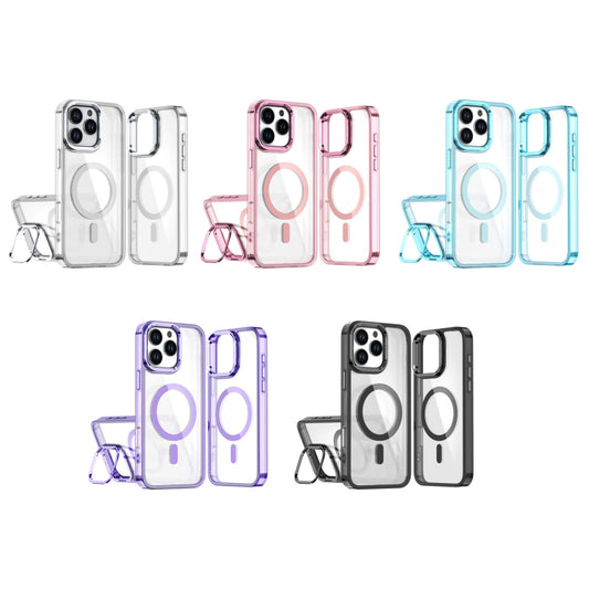 For iPhone 16 Pro Acrylic Camera Holder MagSafe Magnetic Phone Case(Purple) by buy2fix