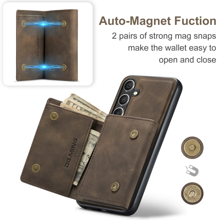 For Samsung Galaxy S24 FE 5G DG.MING M1 Series 3-Fold Multi Card Wallet + Magnetic Phone Case(Coffee) by DG.MING