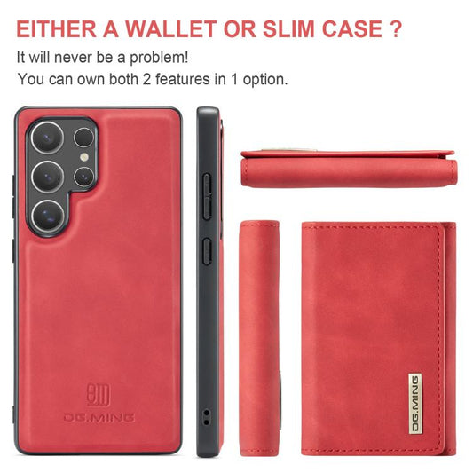 For Samsung Galaxy S25 Ultra 5G DG.MING M1 Series 3-Fold Multi Card Wallet + Magnetic Phone Case(Red) - Galaxy S25 Ultra 5G Cases by DG.MING | Online Shopping UK | buy2fix