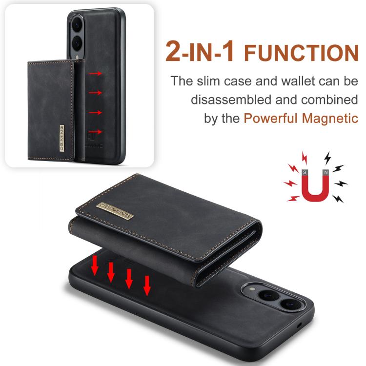For Samsung Galaxy S25 Edge 5G DG.MING M1 Series 3-Fold Multi Card Wallet + Magnetic Phone Case(Black) - Galaxy S25 Edge 5G Cases by DG.MING | Online Shopping UK | buy2fix